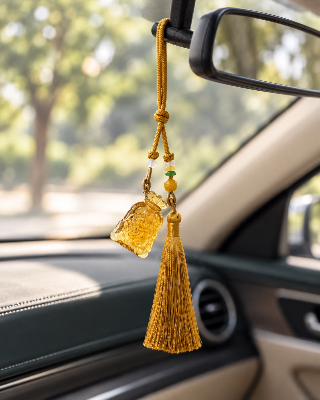 Good Fortune Pouch · Glass Tassel Charm · Single piece