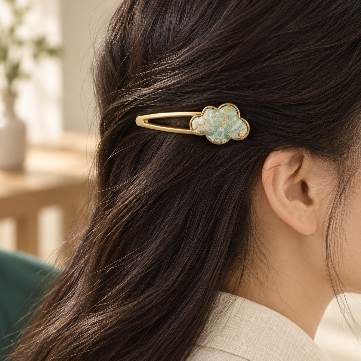 Brocade Notes · Patterned Hair Clip · Cloud · Lifestyle view