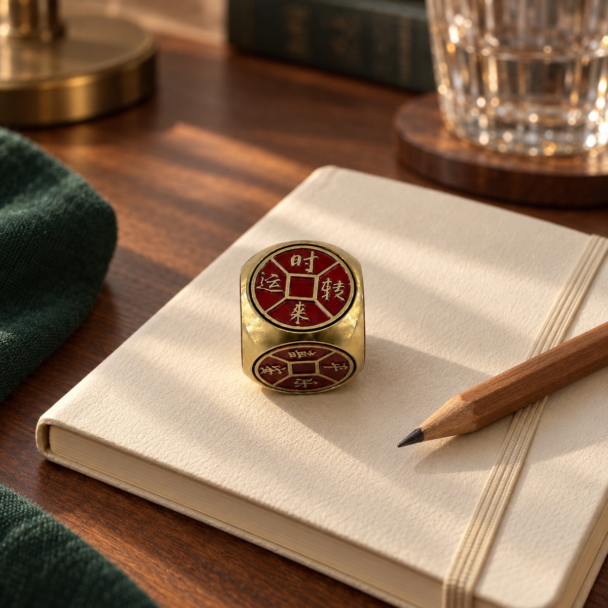 Six Faces · Brass Turning Object · Single piece · Lifestyle view