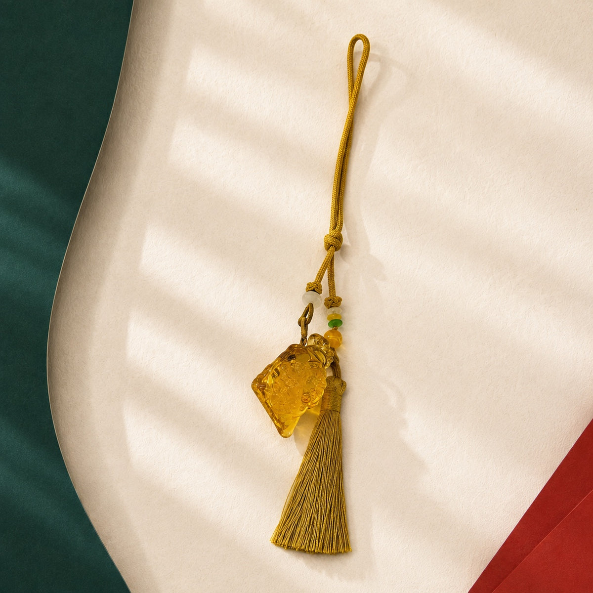 Good Fortune Pouch · Glass Tassel Charm · Single piece