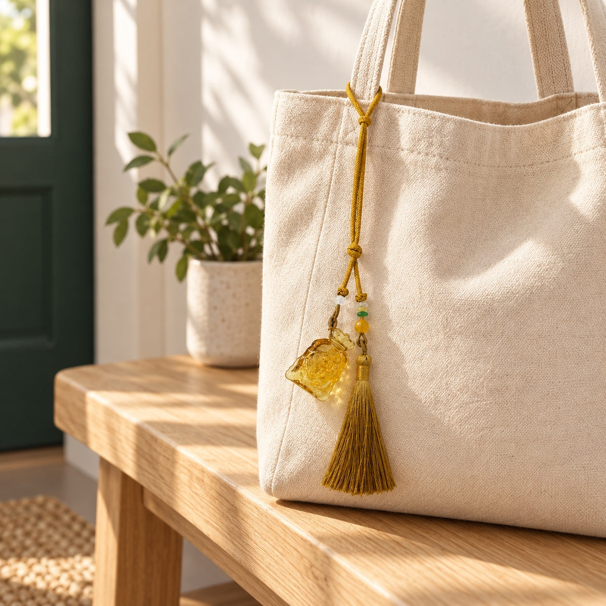 Good Fortune Pouch · Glass Tassel Charm · Single piece · Lifestyle view