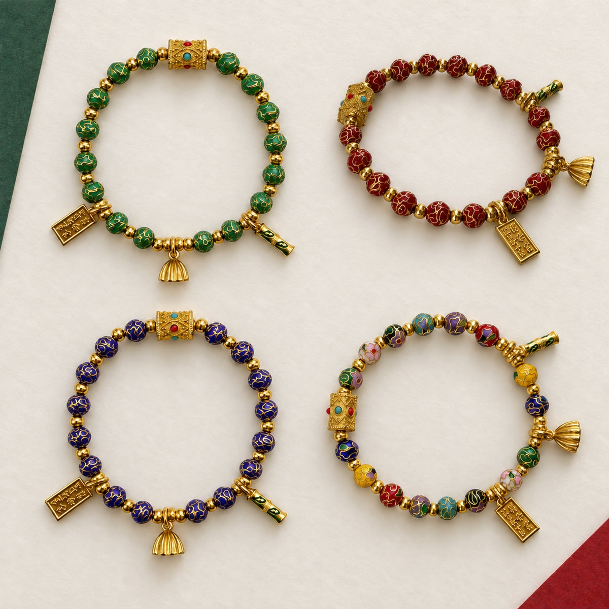 Garden Colour · Cloisonné Bead Bracelet · Selected designs together