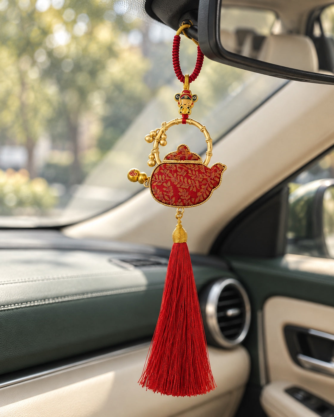 Tea Gathering · Brocade Teapot Charm · Red