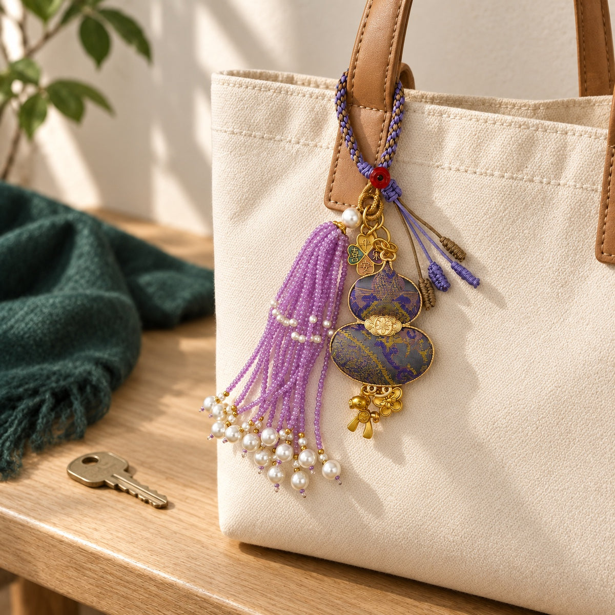 Good Wishes · Brocade Gourd Charm · Purple · Lifestyle view