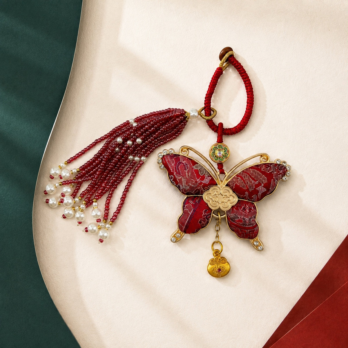 Joyful Butterfly · Brocade Tassel Charm · Red butterfly